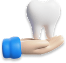 mão segurando dente